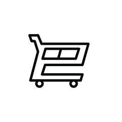 Shipping Cart Icon , Concept Mall Finance Market Commerce Emblem Isolated Illustration , Outline Solid Background White , Template Logo Design
