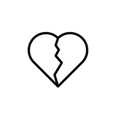 Love Icon Best Vector , Logo Template Design Emblem Isolated Broken Heart Concept Shape , Outline Solid BAckground White
