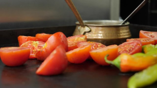 plancha tomatoes,  vegetables baked on the grill 