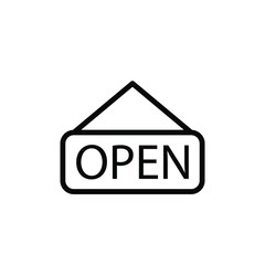 Open Icon Vector Emblem Isolated , Shop Banner Frame Board Element Graphic Template Logo Information, Outline Solid BAckground White
