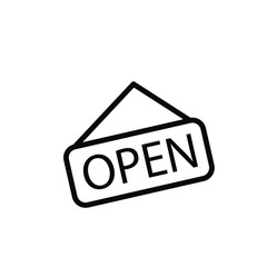 Open Icon Vector Emblem Isolated , Shop Banner Frame Board Element Graphic Template Logo Information, Outline Solid BAckground White

