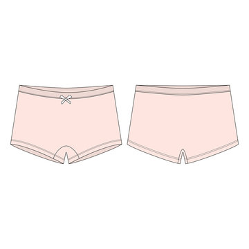 Children's knickers. Mini-short knickers in light pink color on white background. Women panties