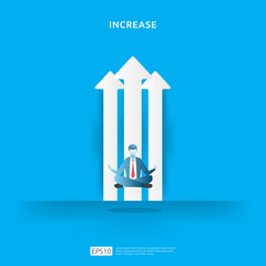 business management concept with sitting and meditating. stress relief, problem solving mindfulness thinking. Businessman doing yoga concept of meditation. flat vector illustration.