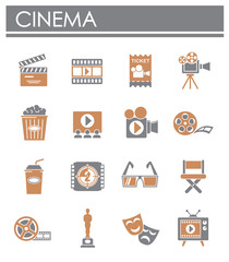 Cinema related icons set on background for graphic and web design. Creative illustration concept symbol for web or mobile app