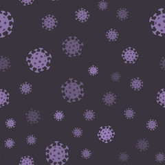 Coronavirus bacteria seamless pattern. Pandemic virus design texture background.