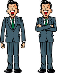 直立と腕組みするビジネスマン