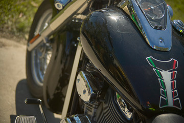Detail of the tank of a custom bike