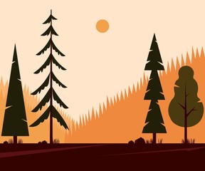 Tree plant and forest background - vector illustration