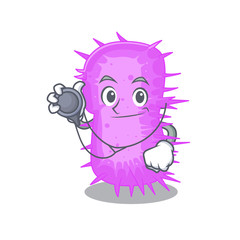 Acinetobacter baumannii in doctor cartoon character with tools
