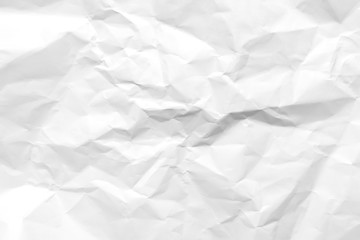 White crumpled paper texture background. Clean white paper. Top view.