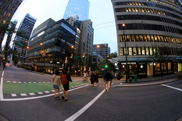 Naklejka premium Vancouver, America - August 18, 2019: Vancouver building view, Vancouver, America