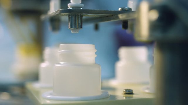 Chemical bottling close-up