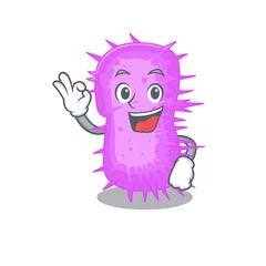 Fotobehang Acinetobacter baumannii mascot design style with an Okay gesture finger © kongvector