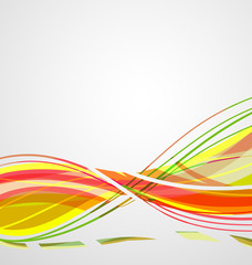 Orange wavy lines in colorful abstract background