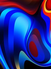 Fluid abstract background with colorful gradient. 2D illustration of modern movement.