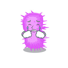 Cartoon character design of acinetobacter baumannii with a crying face