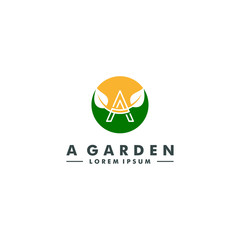 Letter A icon design, green Garden symbol sign vector Illustration