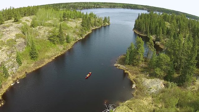 Paddling in the rocky Canadian Shield country of eastern Manitoba.