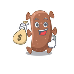 Rich actinomyces israelii cartoon design holds money bags