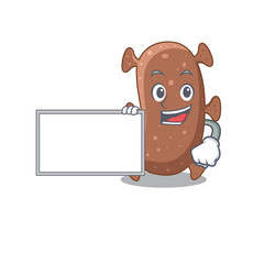 Actinomyces israelii cartoon character design style with board