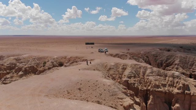 Aerial view of the touristic Tsagaan Suvarga mine (White Stupa), Gobi, Mongolia