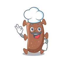 Actinomyces israelii chef cartoon design style wearing white hat