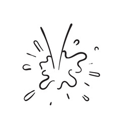 Hand drawn splash, liquid paint or water explosion with drops. doodle style