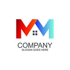 Letter m house logo design