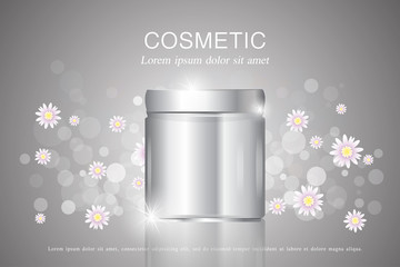 Cosmetic ads template ,sparkling background with glitter polka, vector design.