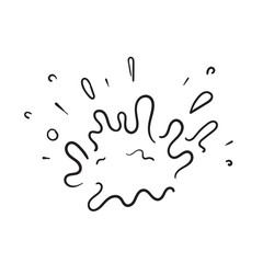 Hand drawn splash, liquid paint or water explosion with drops. doodle style