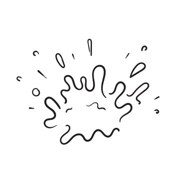 recommend clip art: Hand drawn splash, liquid paint or water explosion with drops. doodle style