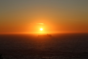 Cargo-ship in the sunset
