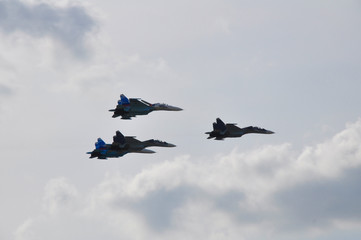 The military fighter on airshow