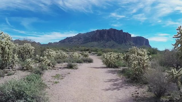 POV Hiking In Arizona Lost Dutchman State Park Near Superstition Mountains- Apache Junction, Arizona