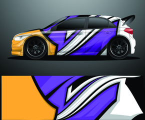 Obraz premium Rally car decal graphic wrap vector, abstract background