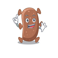 Actinomyces israelii mascot character design with one finger gesture