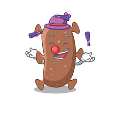 An attractive actinomyces israelii cartoon design style playing juggling