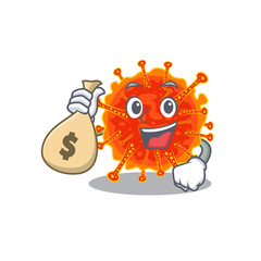 Rich riboviria cartoon design holds money bags