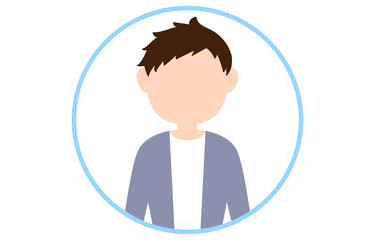 顔のない人物アイコン　青いフレームつき