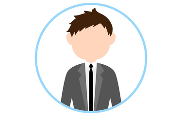 顔のない人物アイコン　青いフレームつき