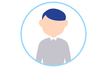 顔のない人物アイコン　青いフレームつき