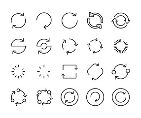 Stroke line icons set of refresh.