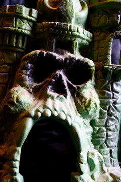 Tiffin, Iowa, USA  - 4/2019: 1980's toy action figure accessory He-Man Castle Greyskull by Mattel