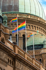 Pride flags fly over Queen Victoria Building
