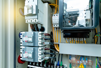 Control panel with static energy meters and circuit-breakers 