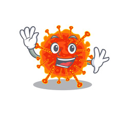 A charismatic riboviria mascot design style smiling and waving hand