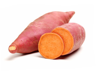 sweet potatoes on the white background