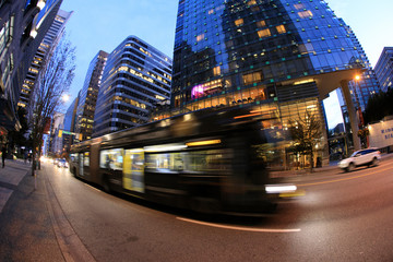 Fototapeta premium Vancouver, America - August 18, 2019: Vancouver building view, Vancouver, America