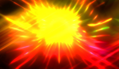 Obraz premium Pretty background of crossing beams of light and glowing particles. Wallpaper of vibrant colorful lights. Shinny light display..