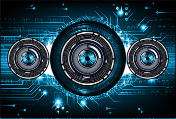 Blue eye cyber circuit future technology concept background